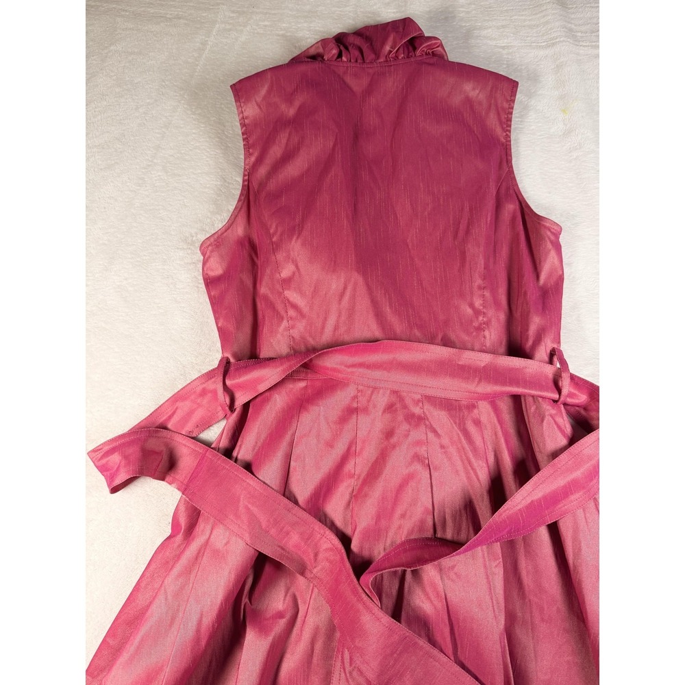Samuel Dong Dress Womens S Pink Ruffle High Neck Bubble Hem Fit & Flare Party - Picture 10 of 14